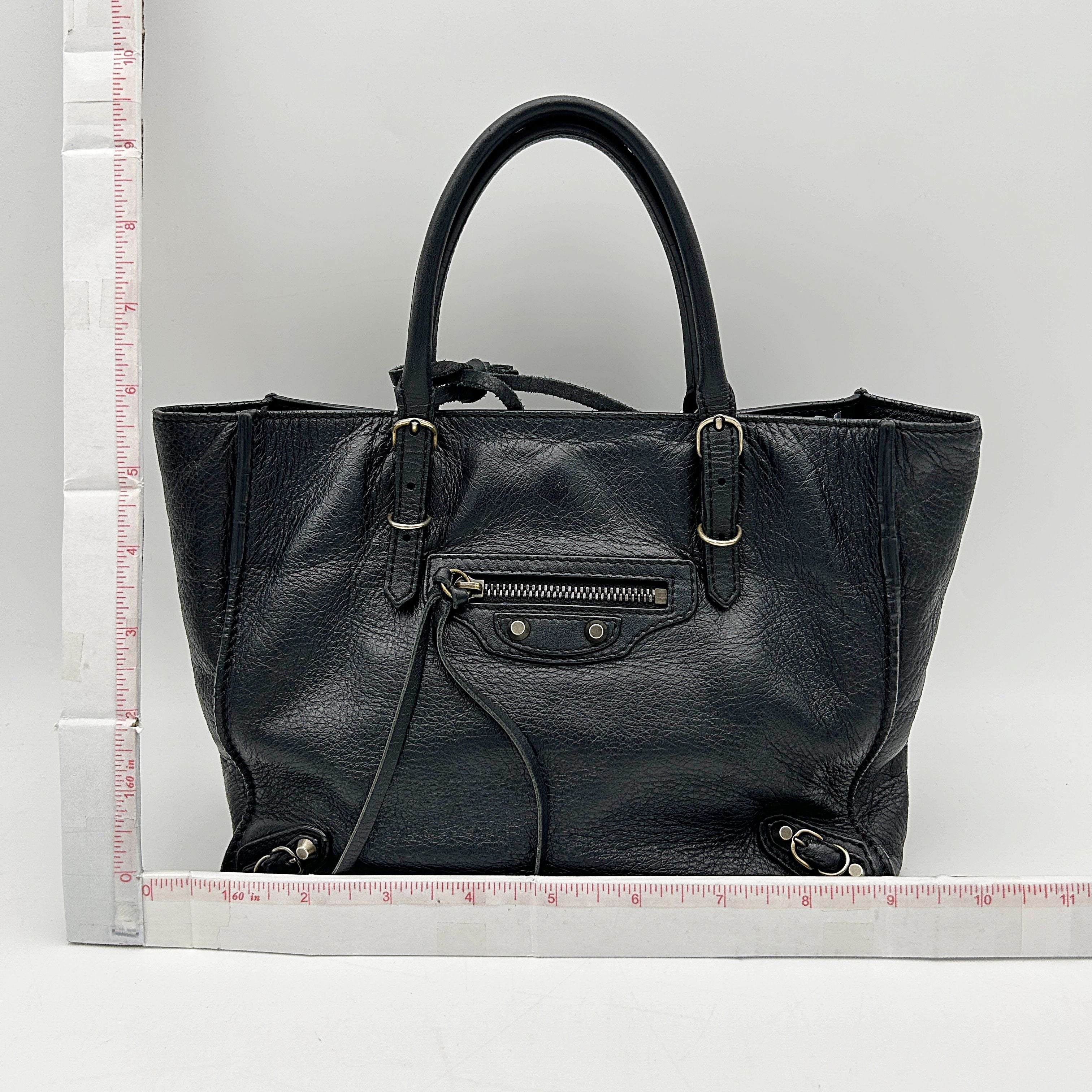 BALENCIAGA Calfskin Papier Mini A4 Zip Around Tote Black LA8286