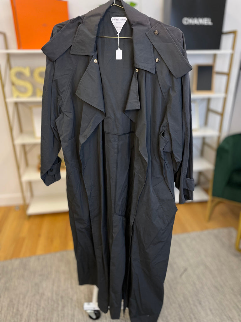Bottega Veneta Black Runway Trench Coat Size 40.