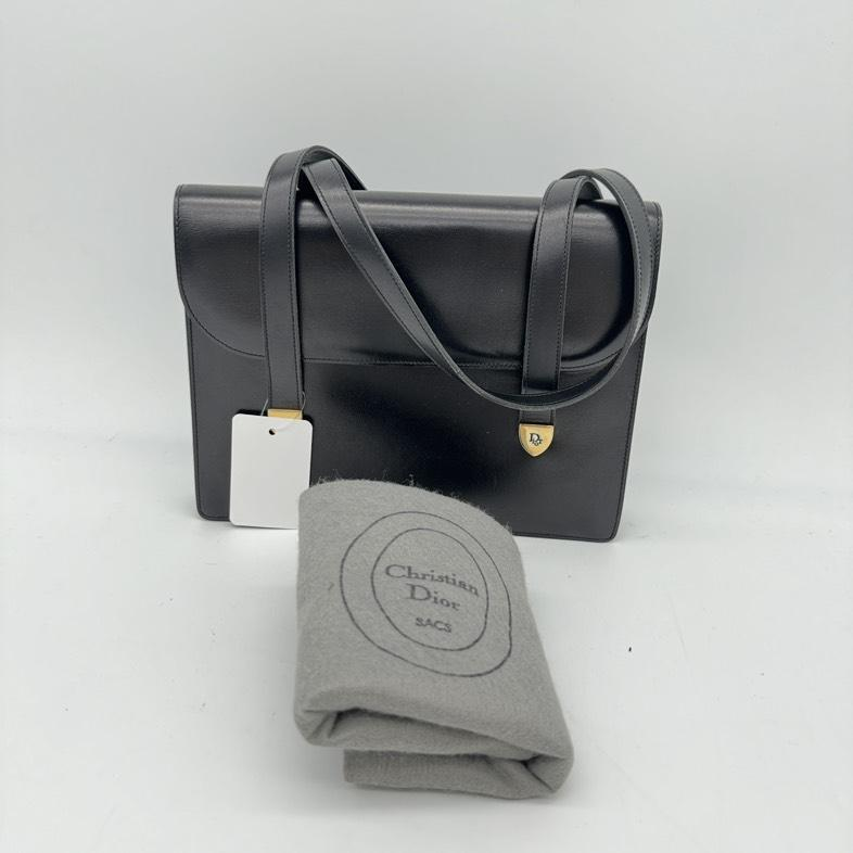 Christian Dior Black Leather Shoulder Bag - Medium Size.