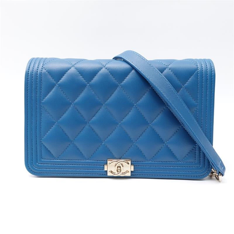Chanel Blue Lambskin Quilted Shoulder Bag Medium.