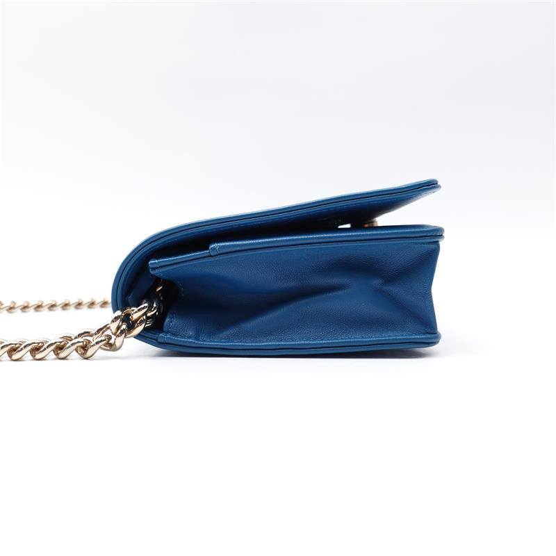 Chanel Blue Lambskin Quilted Shoulder Bag Medium.