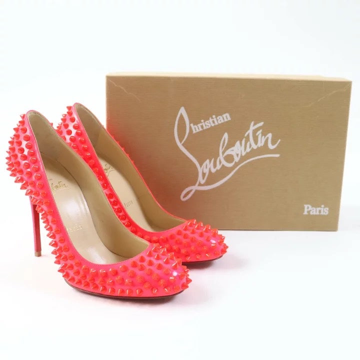 Christian Louboutin Pigalle Spikes Patent Leather Pink Heels Size 36.5.