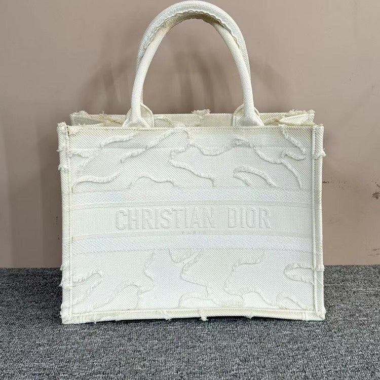 Christian Dior Book Tote Bag White Canvas, Large Size.