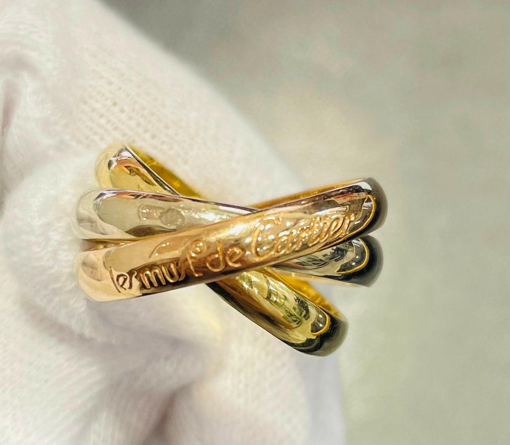 Cartier Trinity Ring 18K Tri-Color Gold Size 55.