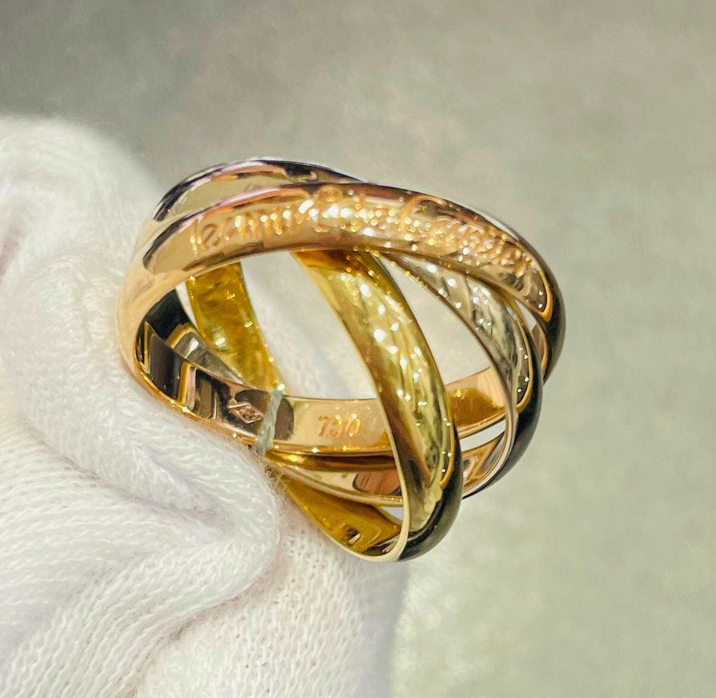 Cartier Trinity Ring 18K Tri-Color Gold Size 55.