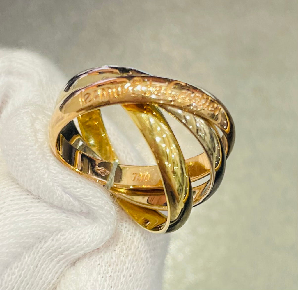 Cartier Trinity Ring 18K Tri-Color Gold Size 55.