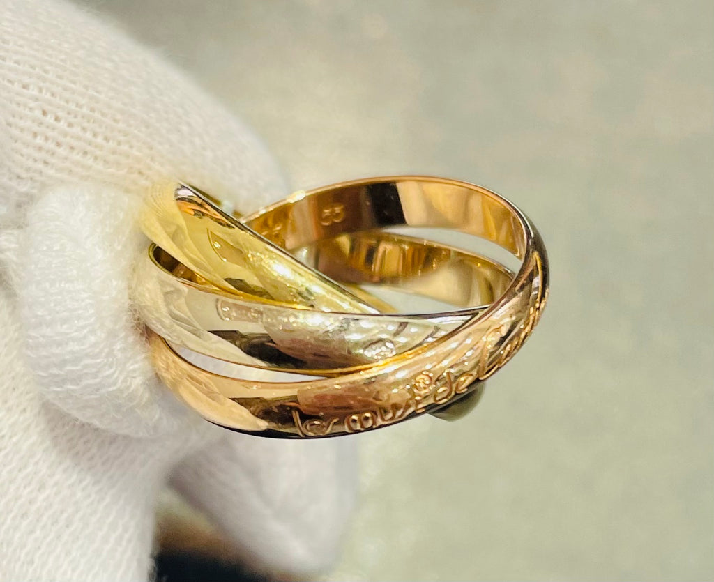 Cartier Trinity Ring 18K Tri-Color Gold Size 55.