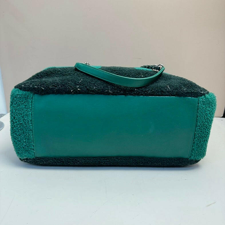 Chanel Logo 2way Shopping Tote Bag - Green, Large Size.