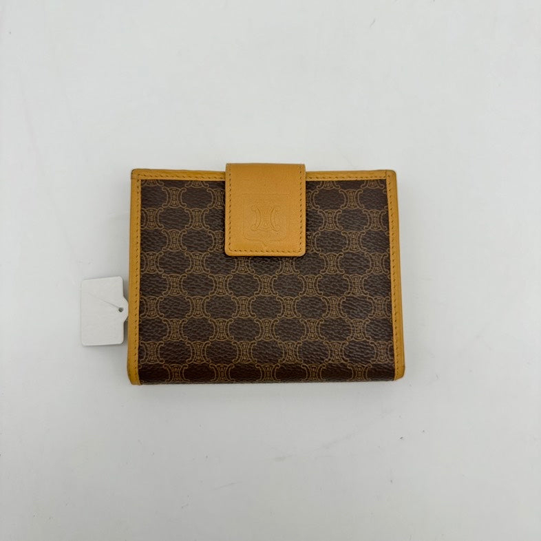 Celine Brown PVC Monogram Clutch Wristlet.