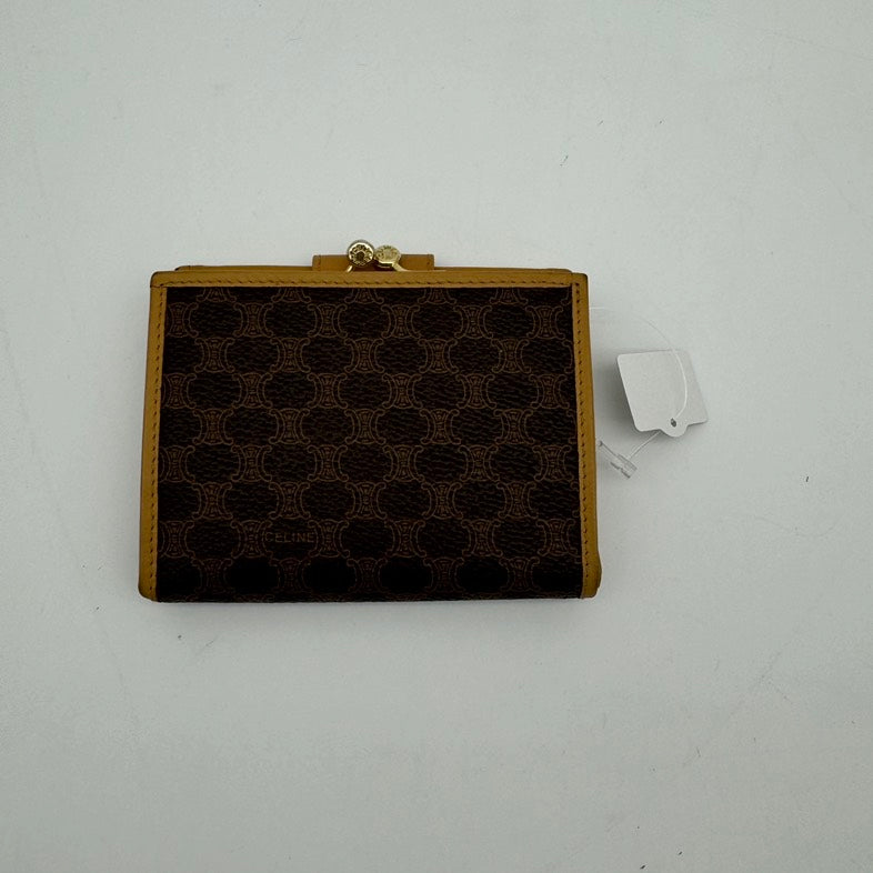 Celine Brown PVC Monogram Clutch Wristlet.