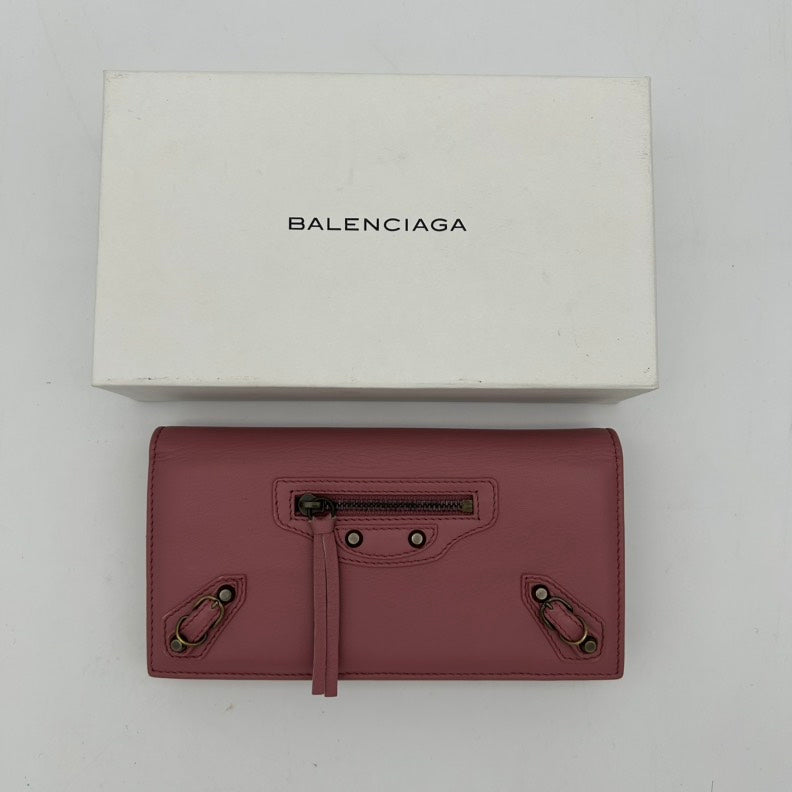 Balenciaga Pink Leather Clutch Wristlet.