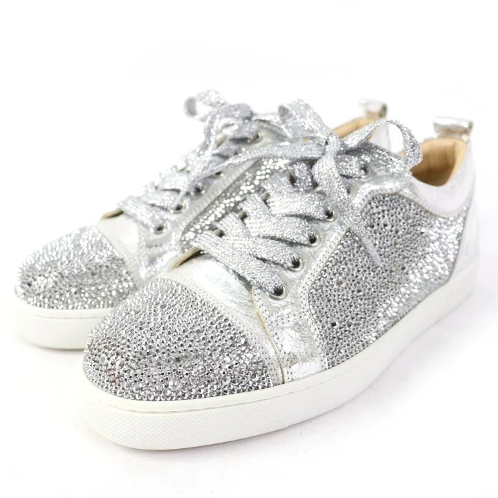 Christian Louboutin Women's Silver Glitter Sneakers Size 37.5.