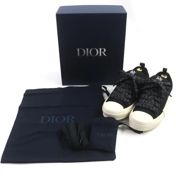 Dior Black Monogram Sneakers Size 41 with Box and Dust Bag.