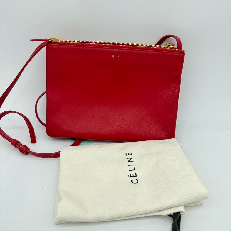Celine Red Leather Crossbody Bag Medium.