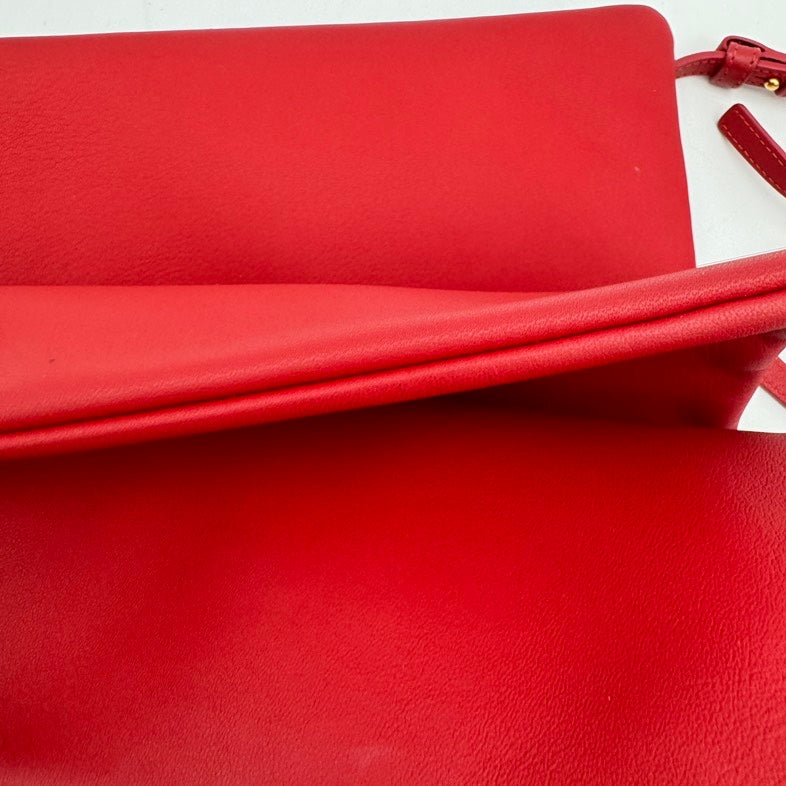 Celine Red Leather Crossbody Bag Medium.