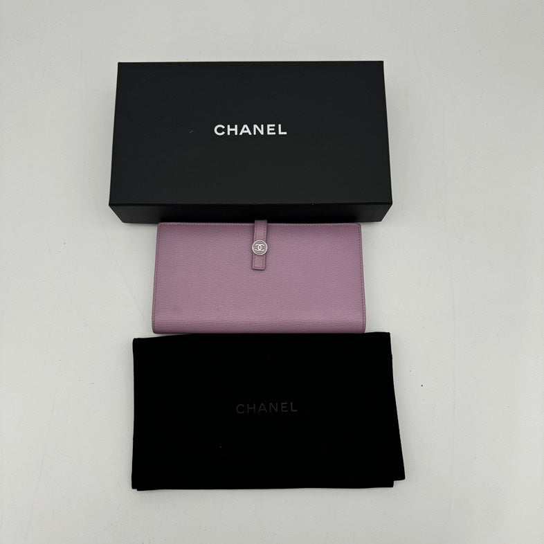 Chanel Pink Leather Clutch Wristlet Box and Dust Bag Included.