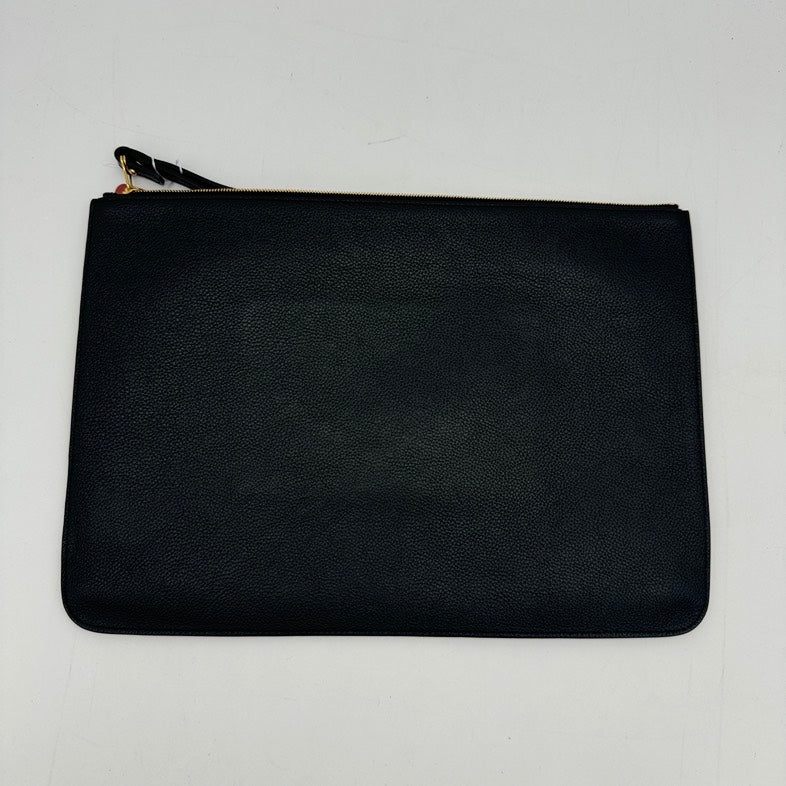 Balenciaga Black Leather Large Clutch Wristlet Bag.