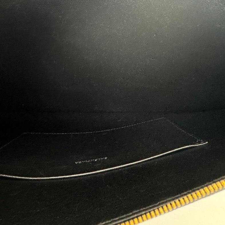 Balenciaga Black Leather Large Clutch Wristlet Bag.