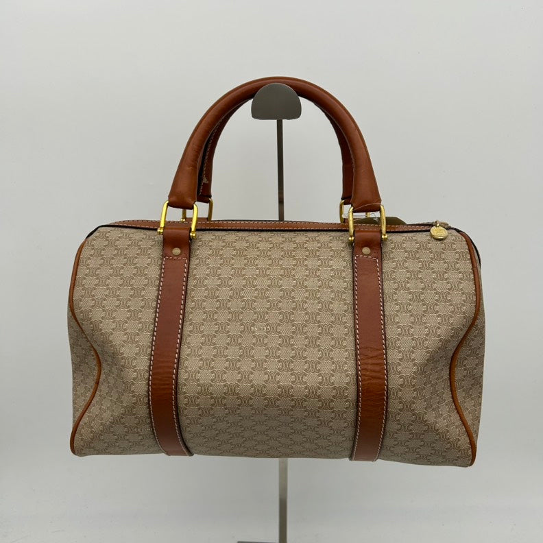 Celine Brown Monogram Canvas Leather Travel Bag Medium.