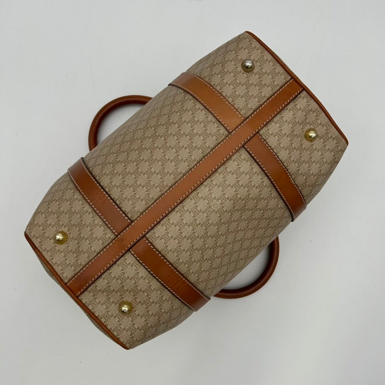 Celine Brown Monogram Canvas Leather Travel Bag Medium.