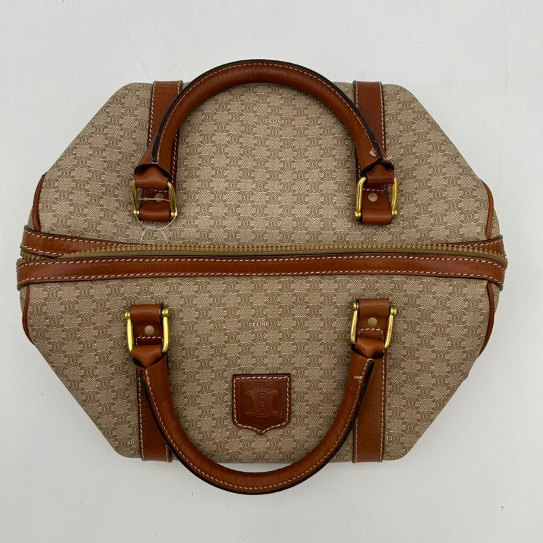 Celine Brown Monogram Canvas Leather Travel Bag Medium.