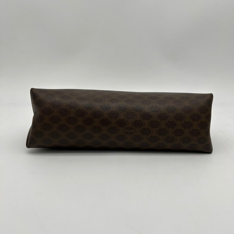 Celine Brown Monogram Canvas Leather Clutch Small.