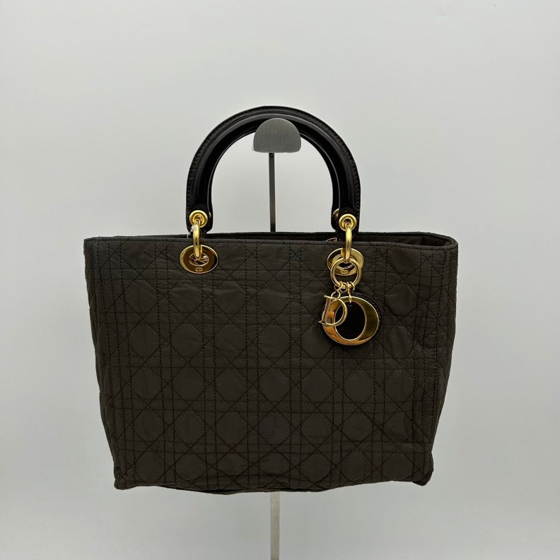 Dior Black Canvas Handbag Medium Size.