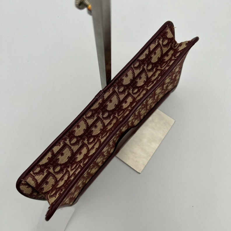 Dior Canvas Leather Brown Monogram Clutch Wristlet.