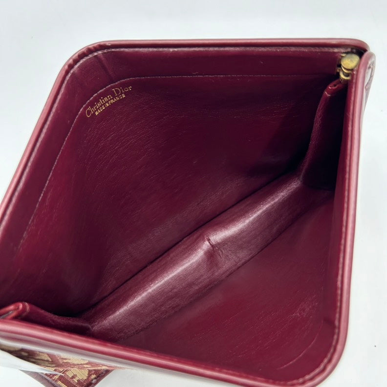 Dior Canvas Leather Brown Monogram Clutch Wristlet.