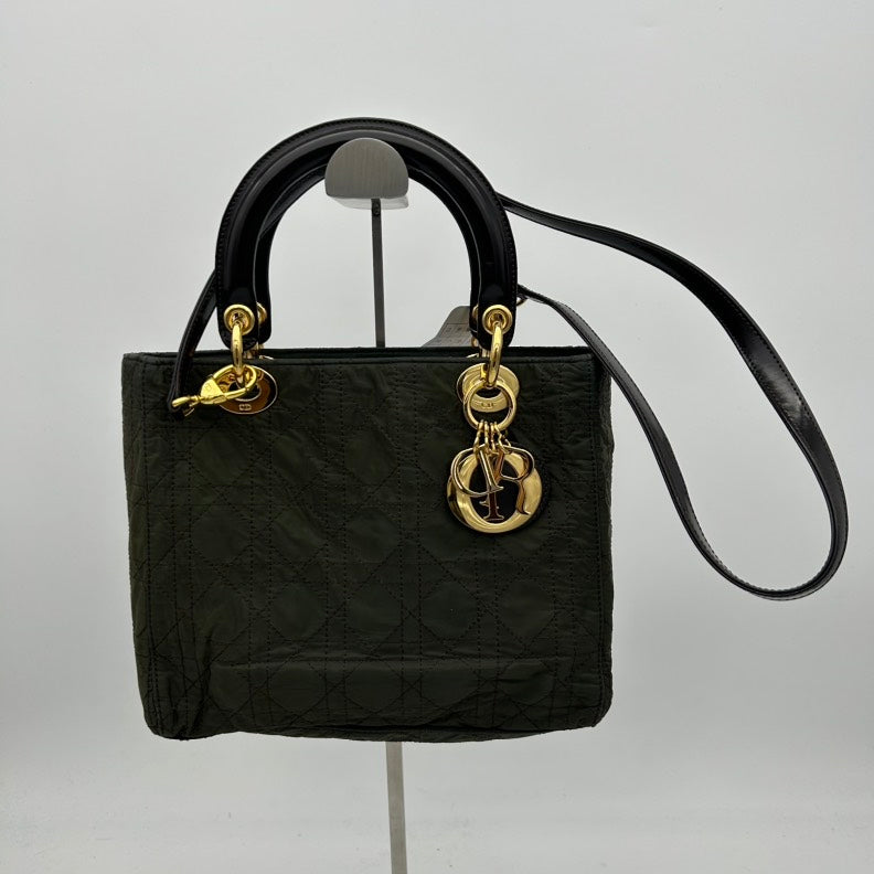 Dior Black Canvas Two Way Bag Medium Size.