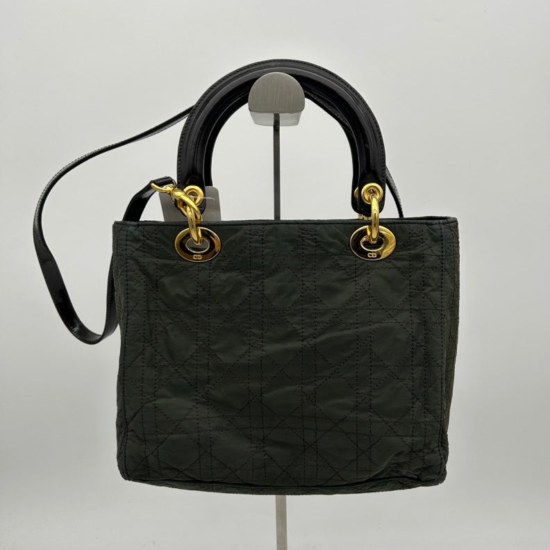 Dior Black Canvas Two Way Bag Medium Size.