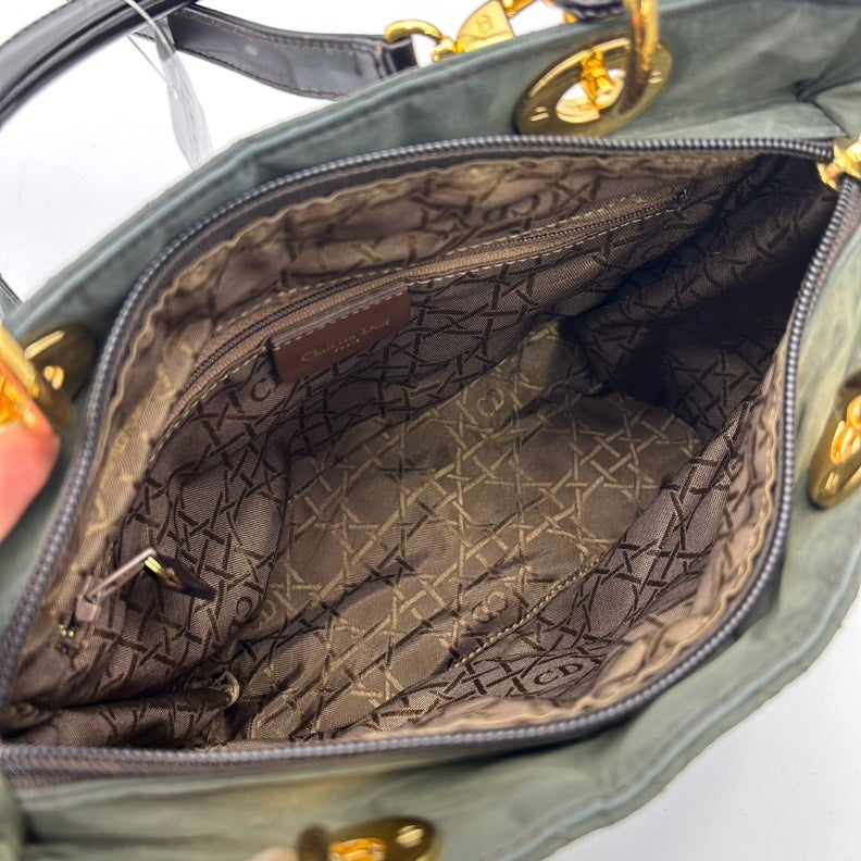 Dior Black Canvas Two Way Bag Medium Size.