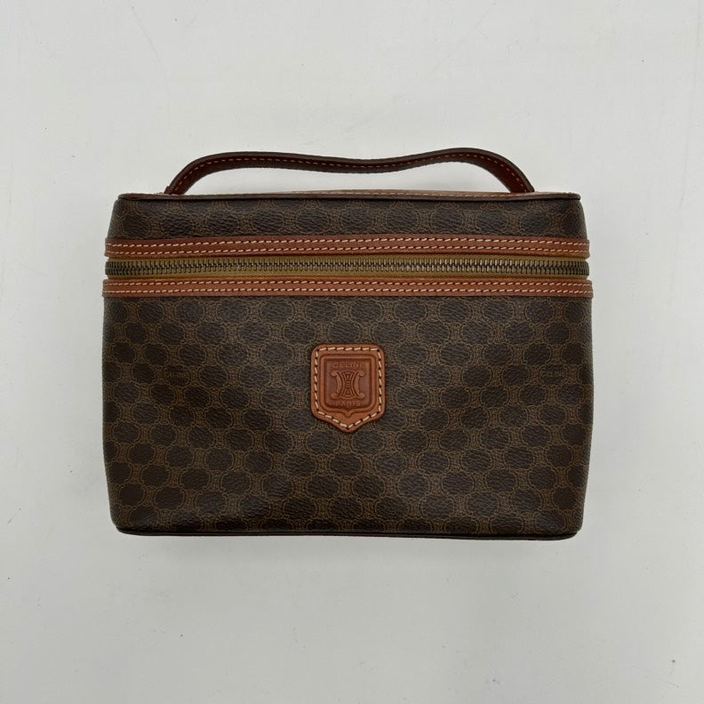 Celine Brown PVC Clutch Wristlet Medium Monogram Pattern.
