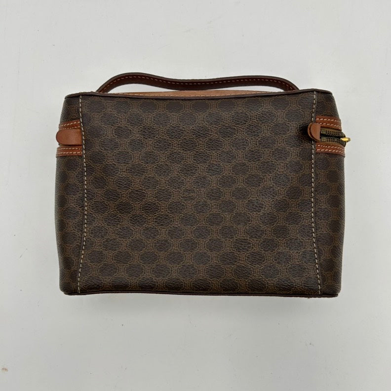 Celine Brown PVC Clutch Wristlet Medium Monogram Pattern.