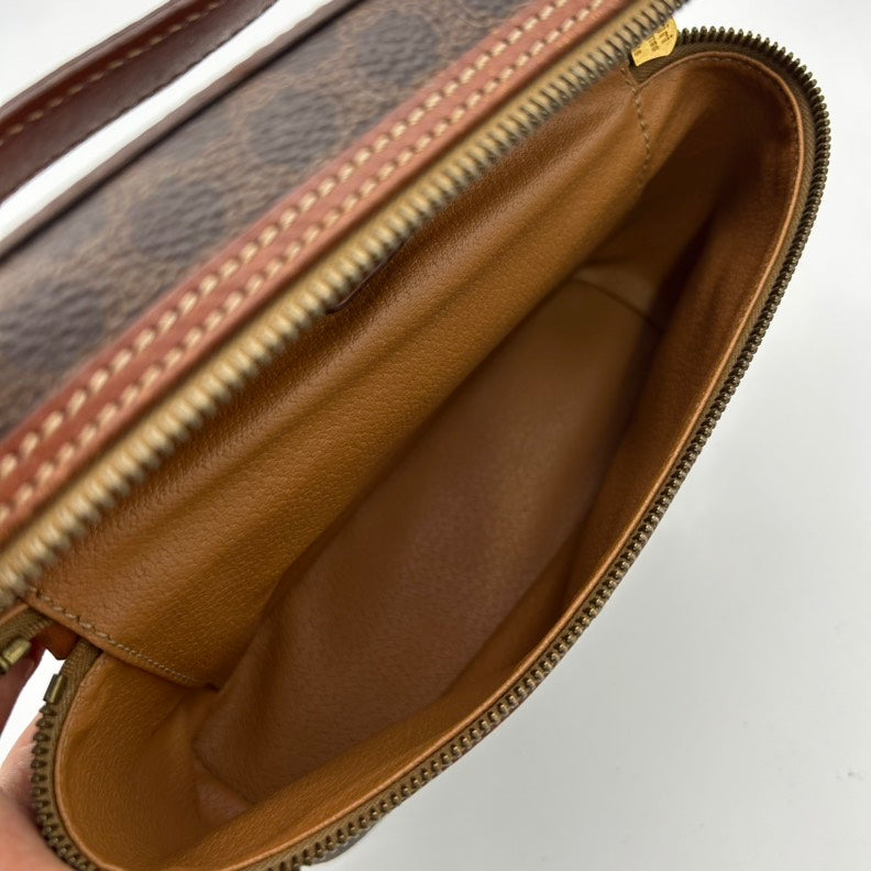 Celine Brown PVC Clutch Wristlet Medium Monogram Pattern.
