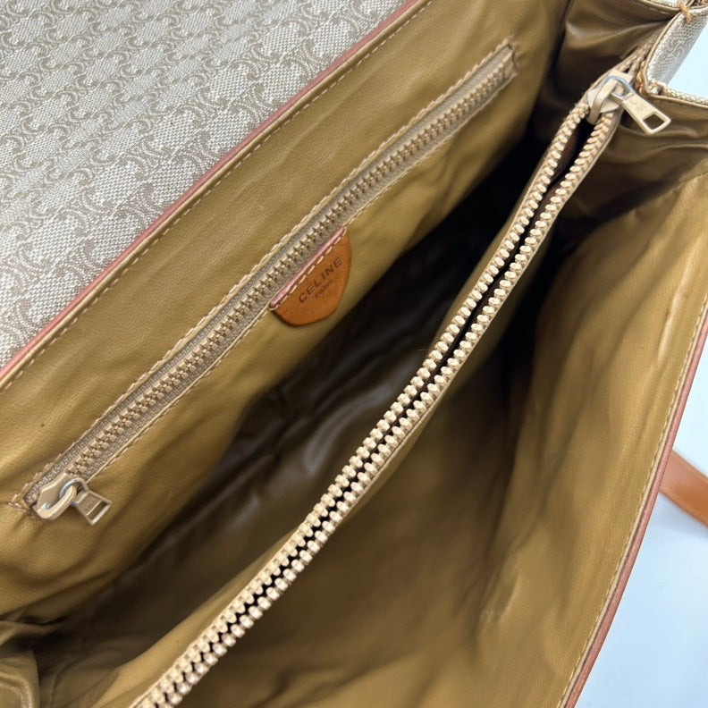Celine PVC Beige Shoulder Bag Medium Size.