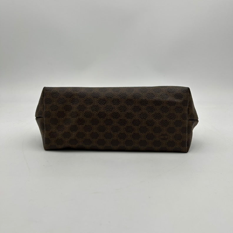 Celine Brown Leather Patterned Clutch Wristlet Medium.