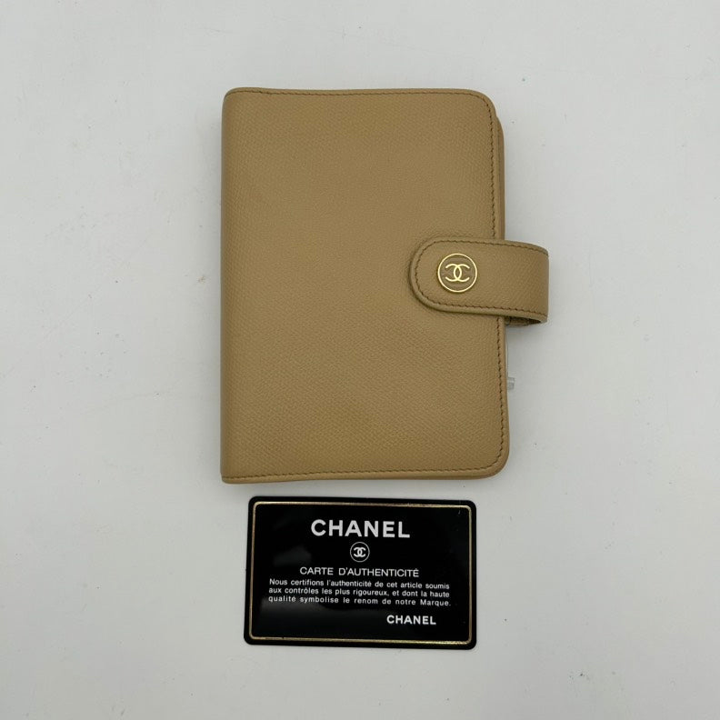 Chanel Beige Leather Clutch and Wristlet.
