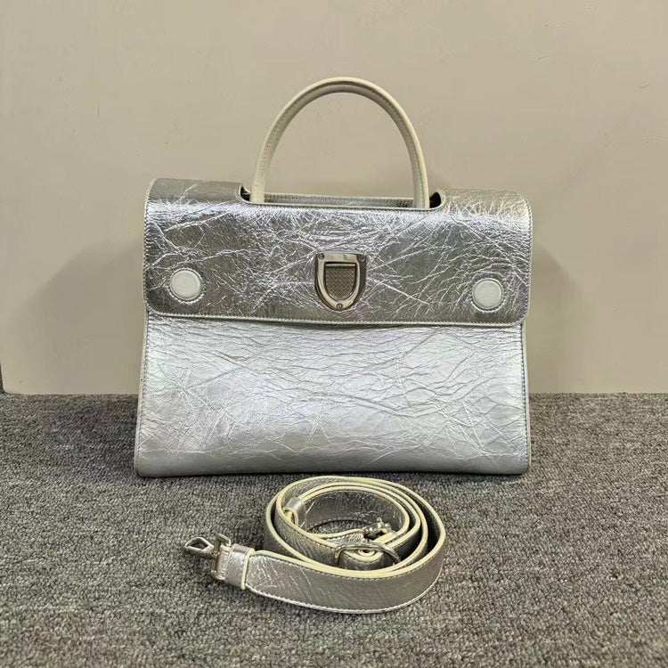 Dior Diorama Silver Leather Structured Handbag Medium.