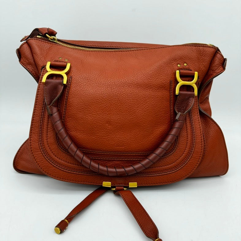 Chloe Medium Marcie Tan Brown Leather Shoulder Bag.