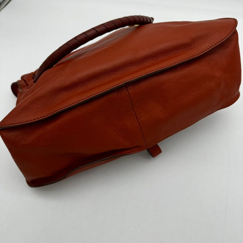 Chloe Medium Marcie Tan Brown Leather Shoulder Bag.