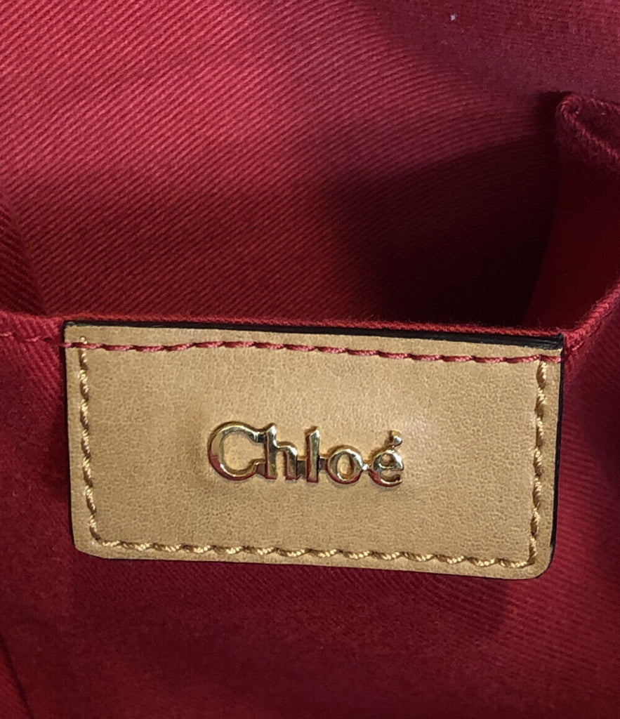 Chloe Large Tan Leather Shoulder Bag With Tassel Detailing.