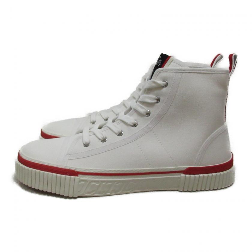 Christian Louboutin Pedro White Canvas Sneakers Cotton JP24.5cm.