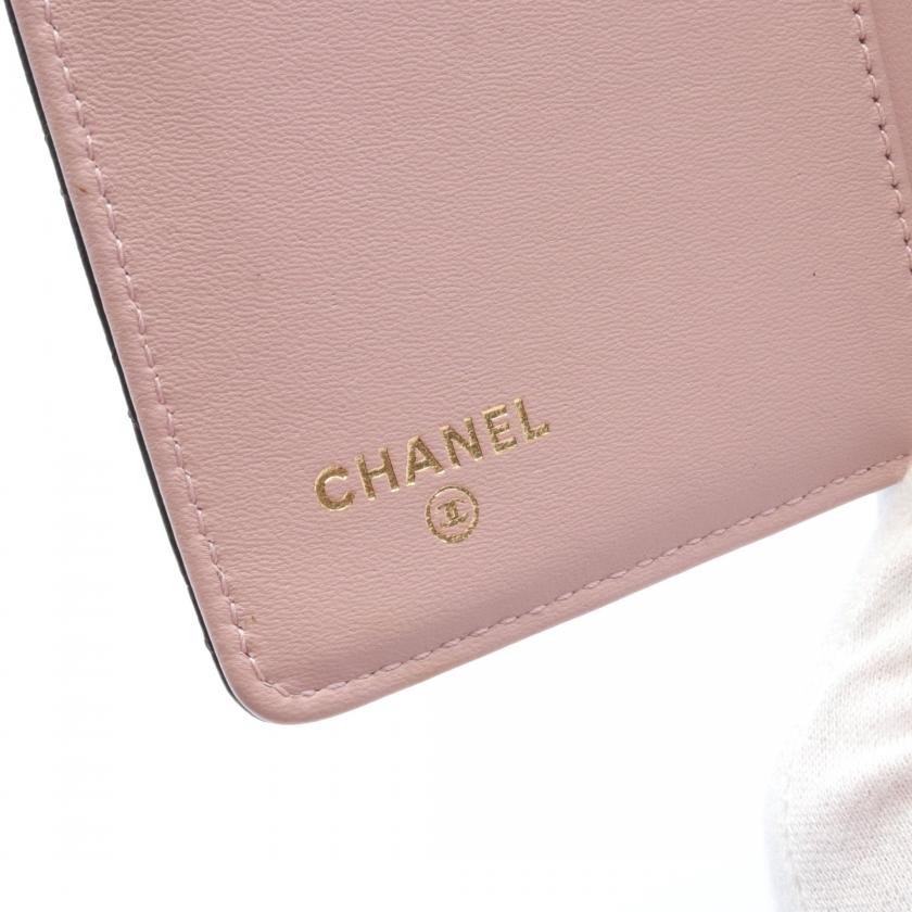 Chanel Matelasse Black Leather Coco Mark Bi-fold Long Wallet Gold Hardware.
