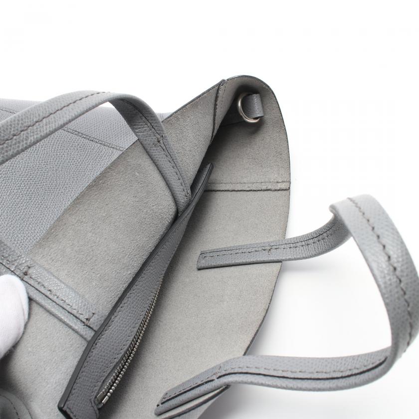 Celine Vertical Small 2WAY Gray Leather Hippopotamus Handbag Tote Bag.