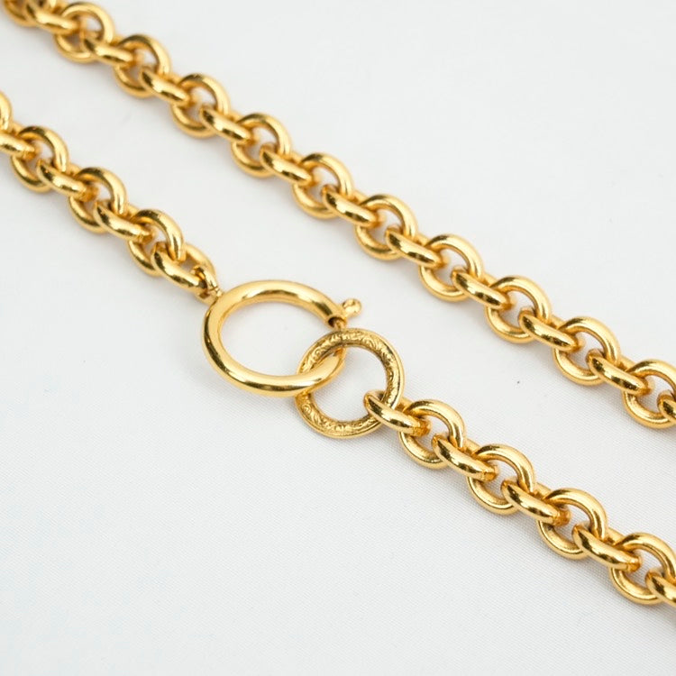 Chanel CC Gold Pendant Necklace 18 inches.