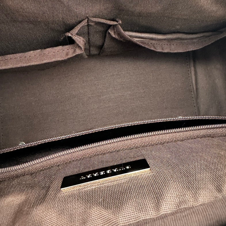 Burberry Beige Check Canvas Leather Shoulder Bag Medium.