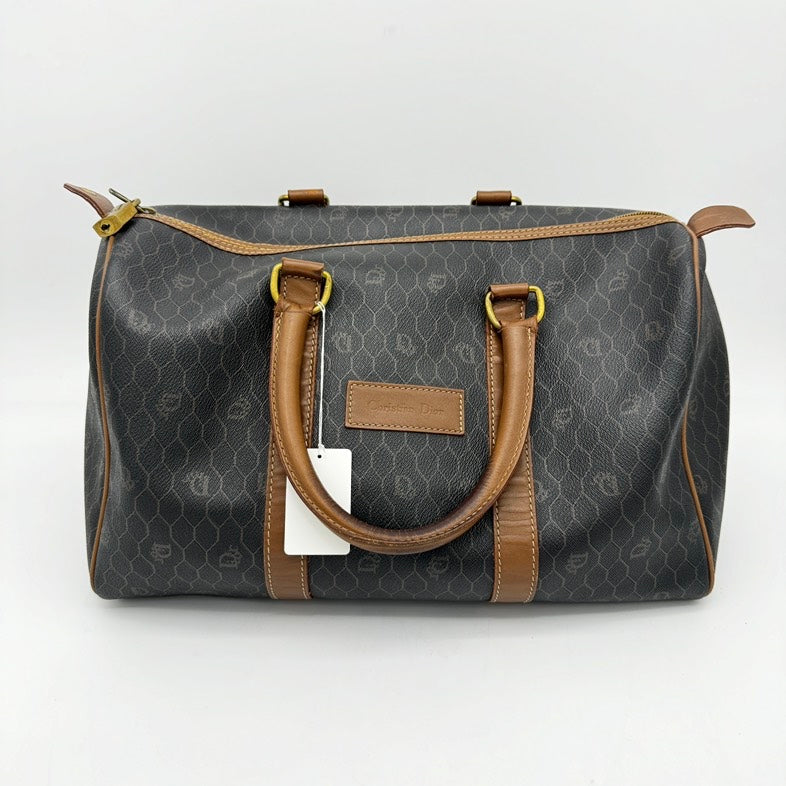 Dior Black Brown Leather Travel Bag Large.