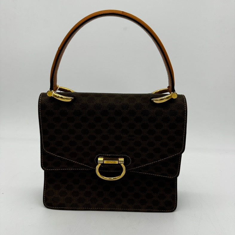 Celine Brown PVC Handbag with Gold Hardware Medium.