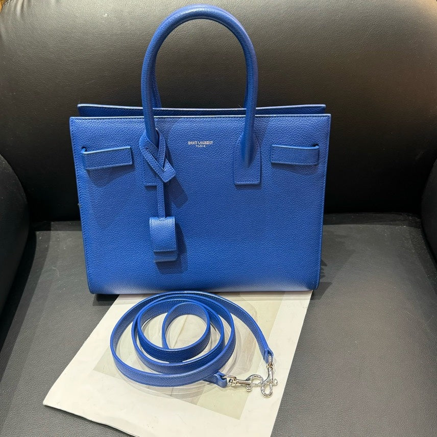 Yves Saint Laurent Sac de Jour Blue Tote Bag ShopShops